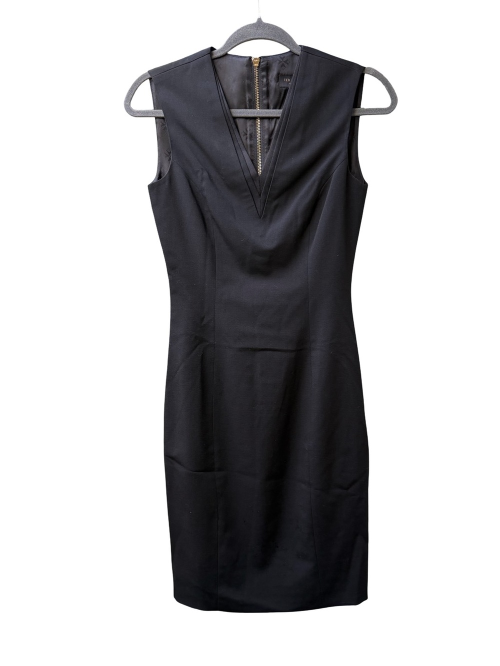 Ted Baker Black Sleeveless V-Neck Sheath Dress